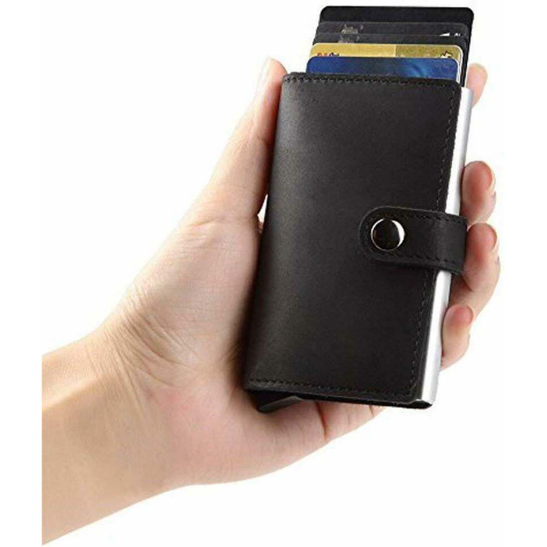 Portafoglio Minimalista Con Blocco RFID In Pelle Sottile Porta Carte Pop-up - Foto 7